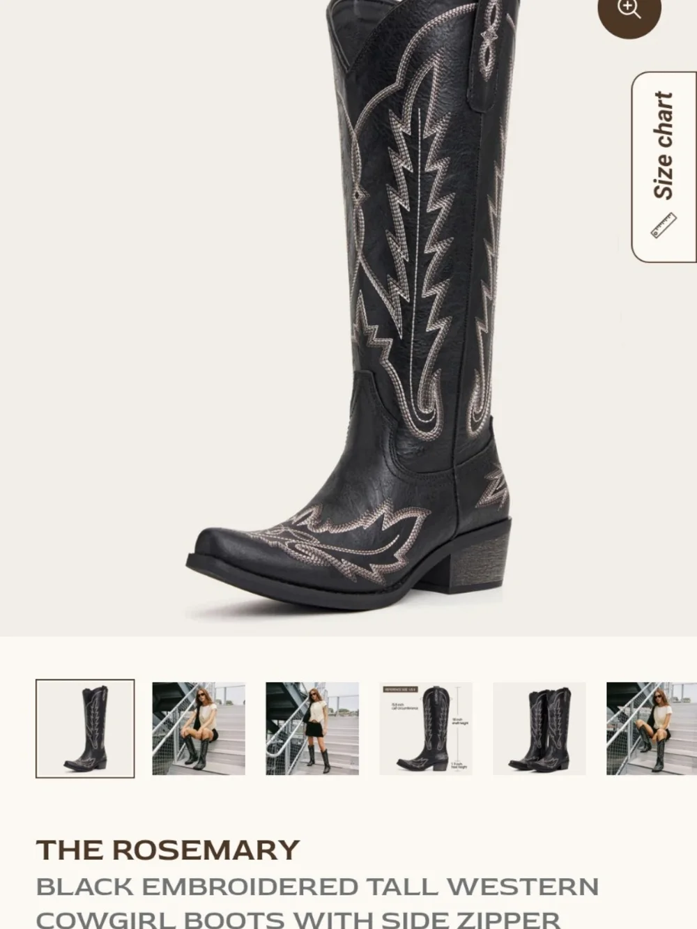 REDTOP The Rosemary  Embroidered Tall Western Cowgirl Boots with Side Zipper
